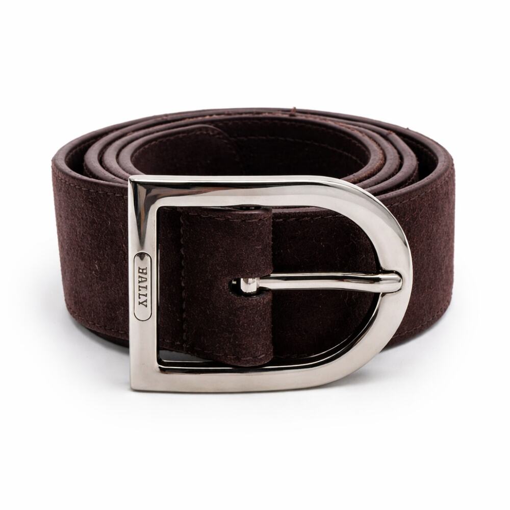 BALLY Suede D-Ring Belt Dark Plum Mauve Sz 105/42 $420